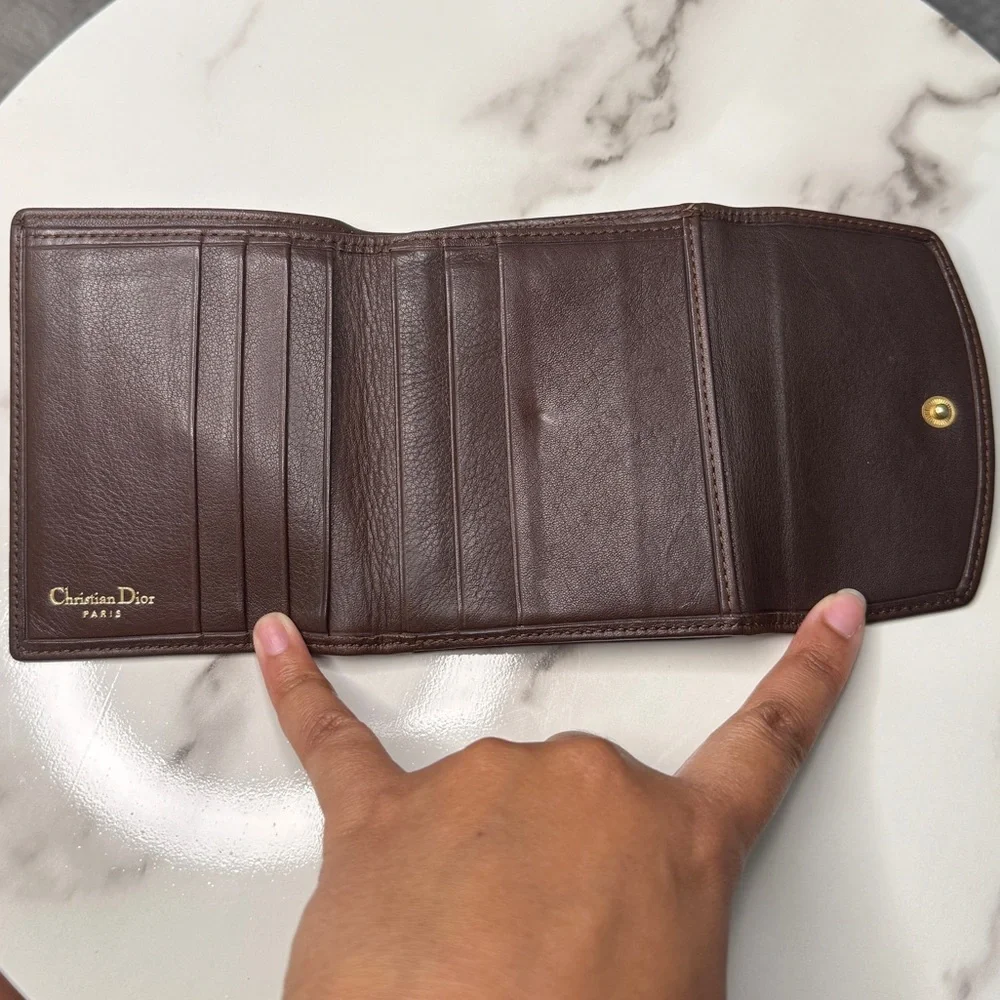 Vintage Christian Dior Brown Leather Kisslock Wallet - Picture 6 of 8